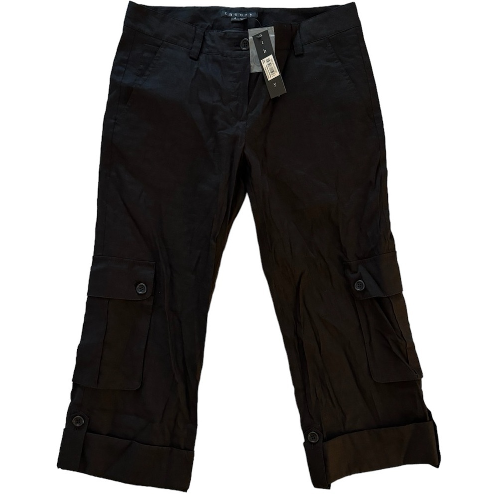 Theory Piko Linen Blend Dressy Utility Cargo Pant Size 4